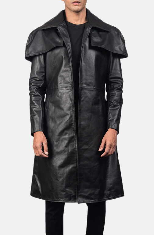 Mens Classic Black Leather Duster-2-1557133213799